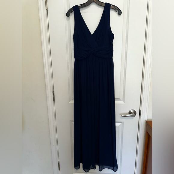 Donna Morgan Women’s sz 4 Julie Twist-Waist Silk Chiffon Gown Midnight Navy - Picture 9 of 10